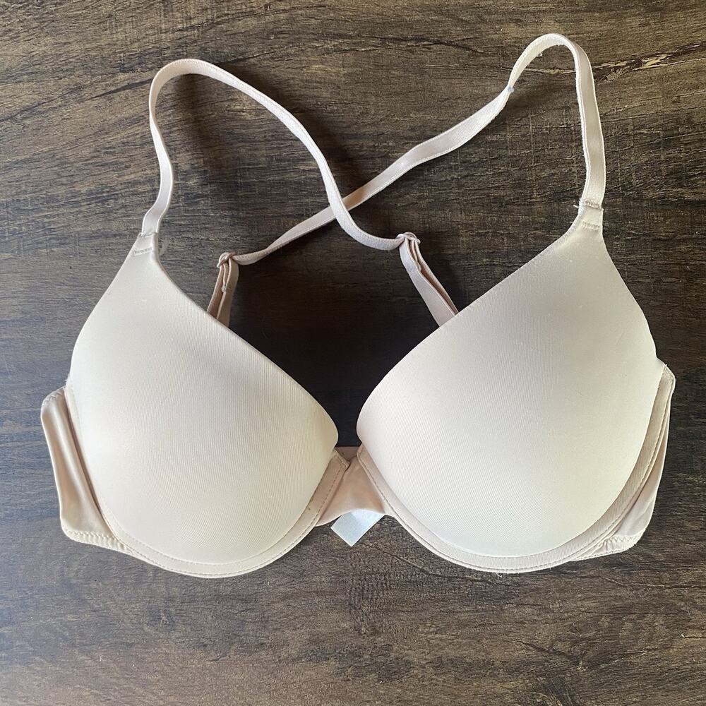 PINK Victoria's Secret Wear Everywhere Push Up Bra Underwire Beige 32D